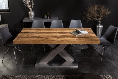 Uitschuifbare eettafel MONTREAL 180-230-280cm plank eiken met X-frame - Img 5