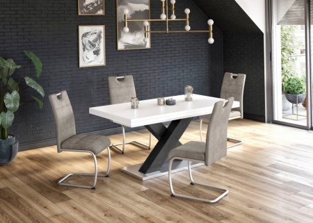 Uitschuifbare wit mat Eettafel "Comfort C", 180-280 cm met X-onderstel in grafiet 180-280 cm - Img 2