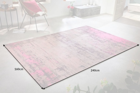 Vintage vloerkleed 240x160cm roze beige verwassen gebruikte look - Img 2