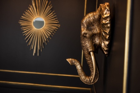 Wanddecoratie Olifant Hangend Poly Antiek Goud 41cm - Img 2