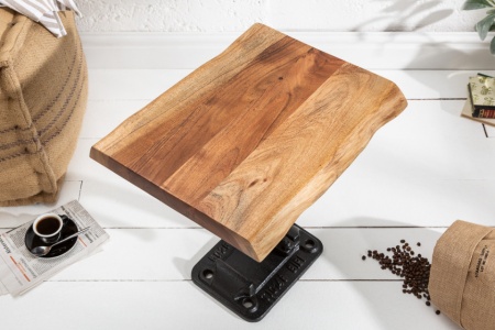 Authentieke bijzettafel FACTORY 43 cm acacia massief hout industrieel design - Img 6