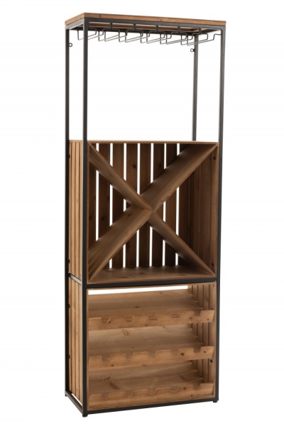 Barkast Voor Glazen+Flessen Hout/Metaal Naturel/Zwart 160cm - Img 2