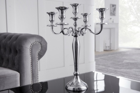 Barok kandelaar 41cm zilver 5-armige luster aluminium gepolijste kandelaar - Img 2
