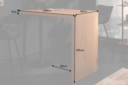 Bartafel MANDY 120cm eiken look bartafel met zwart onderstel - Img 2