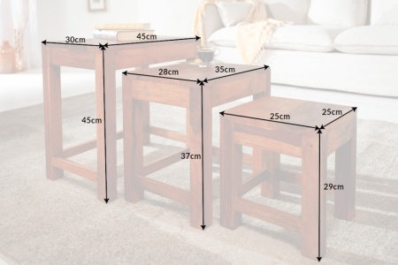 Bijzettafels Sheeshamhout set van 3 MONSOON 45 cm - Img 2