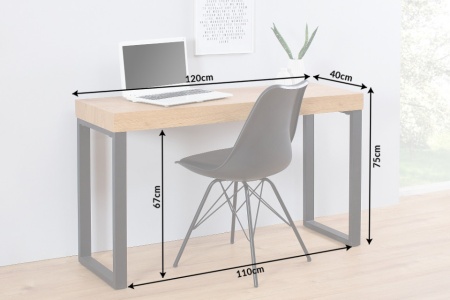 Bureau Eiken 120 cm eiken vintage met metalen frame - Img 6