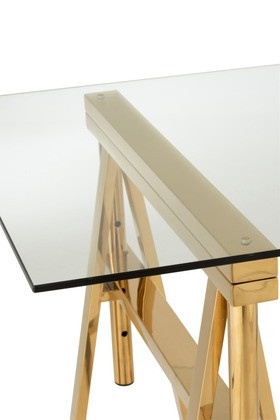 Bureau Verstelbaar Roestvrij Staal/Glas Goud/Transparant 150cm - Img 5