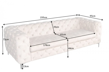 Chesterfield 3-zitsbank MODERN BAROK 235cm champagne fluweel 3-zits - Img 2