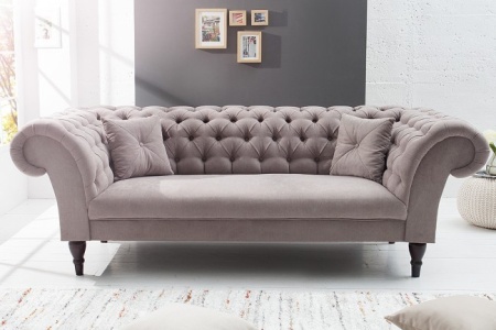 Chesterfield bank 3 zits 225cm zachte katoenen met twee kussens - Img 3