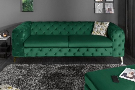 Chesterfield bank MODERN BAROK 240 cm fluweel smaragdgroen 3-zits - Img 5