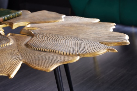 Decoratieve salontafel GINKGO 95cm goud zwart handgemaakt metaal - Img 4