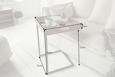 Design bijzettafel CIA 40cm acacia massief houten zwarte dienbladtafel - Img 3