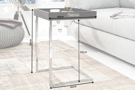 Design bijzettafel CIANO 40cm zwart chromen dienbladtafel - Img 2