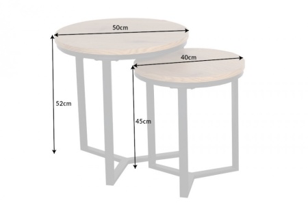 Design bijzettafel set van 2 eiken look 50 cm industriële stijl - Img 2