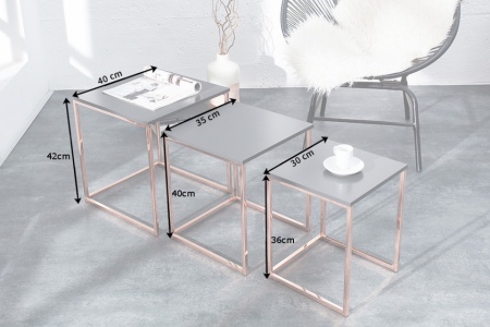 Design bijzettafel set van 3 ELEMENTS 40cm antraciet koper - Img 2