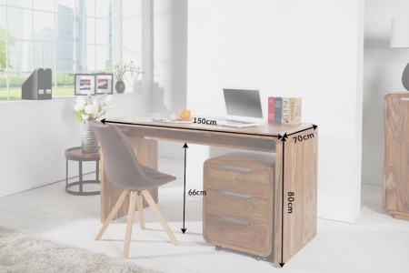 Design bureau CUBUS 150cm Sheesham Rosewood Wood Stone Finish - Img 5