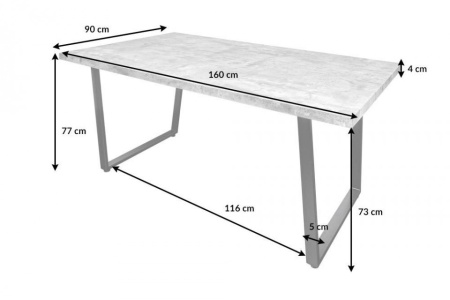 Design eettafel LOFT betonlook 160cm met slede onderstel industriële stijl - Img 8