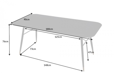 Design eettafel PARIS 180cm antraciet kristalglas met marmer decor - Img 2