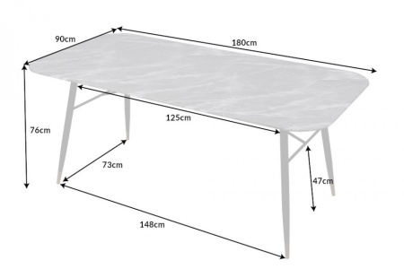 Design eettafel PARIS 180cm grijs kristalglas met marmer decor - Img 2