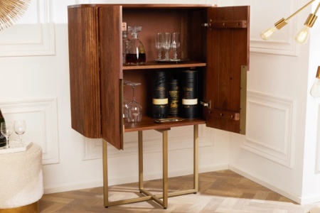 Design highboard GATSBY 125 cm bruin mat goud mangohout retro - Img 7
