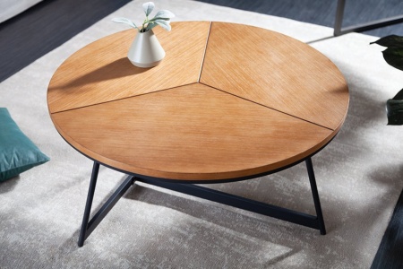Design Ronde salontafel 80cm eiken zwart metalen frame - Img 2