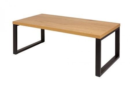 Design salontafel eiken look 120 cm zwart metalen frame - Img 7