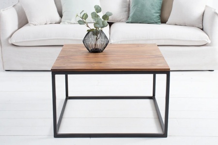 Design salontafel ELEMENTS 70cm Sheesham stone finish ijzer zwart mat - Img 2