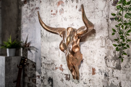Design schedel MATADOR 70cm koper gevlamd aluminium wanddecoratie - Img 2