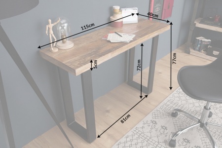 Design sidetable bureau tafel IRON CRAFT 115 cm mangohout ijzeren - Img 7