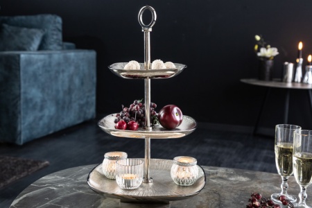 Design taartplateau ORIENT 44 cm zilver met drie verdiepingen - Img 3