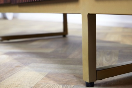 Design tv-meubel GATS 160cm bruin mat goud mangohout retro - Img 4