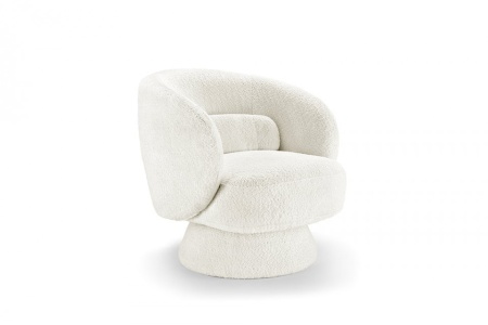 Draaibare designfauteuil BOSSA NOVA 80cm bouclé wit - Img 5