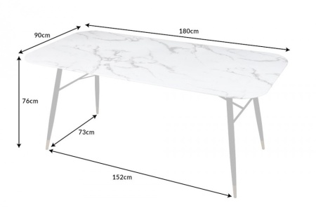 Eettafel Paris Wit 180cm het glazen blad in marmerlook - Img 2
