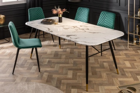 Eettafel Paris Wit 180cm het glazen blad in marmerlook - Img 3