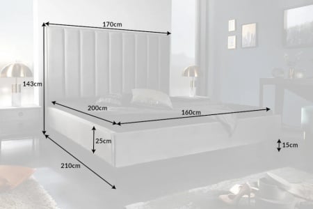 Elegant bed COSMOPOLITE 160x200cm zilvergrijs fluweel incl. bodem - Img 2