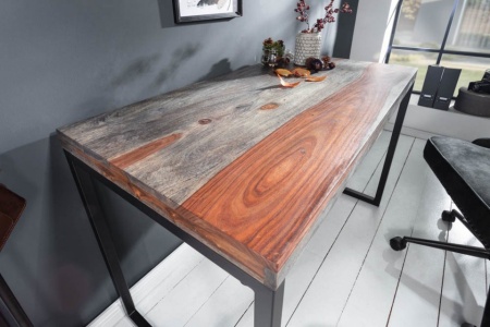 Elegant bureau ELEMENTS 118 cm Sheesham Smoked Finish metalen frame - Img 3