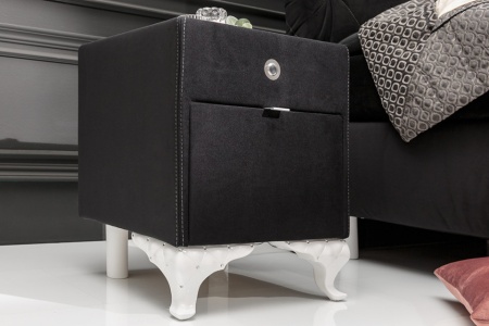 Elegant nachtkastje VERSAILLES 43cm zwart fluweel met lade indirecte verlichting - Img 5