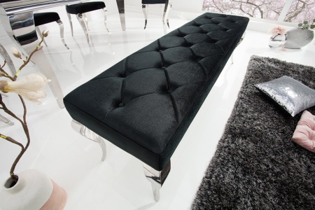 Elegante bank MODERN BAROK 172 cm zwart fluweel roestvrij staal - Img 4