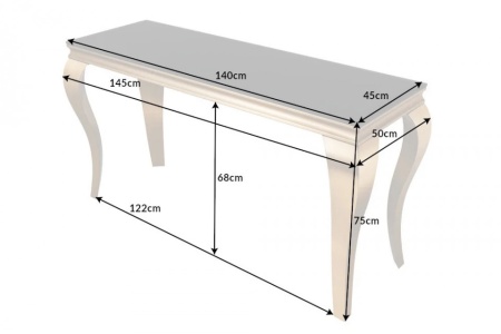 Elegante consoletafel MODERN BAROK 145cm zwart goud opaal glas roestvrijstalen poten - Img 2