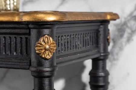 Elegante consoletafel VENICE 125 cm zwart goud massief hout - Img 5