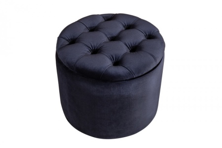 Elegante kruk MODERN BAROK 50 cm donkerblauw fluwelen opbergmand - Img 8