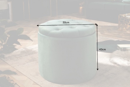 Elegante kruk MODERN BAROK 50 cm mint / Petrol fluwelen opbergmand - Img 2