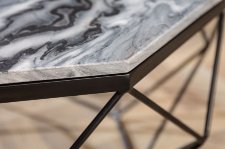 Elegante salontafel DIAMOND 70cm grijs zwart met marmeren blad - Img 4