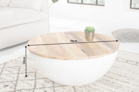 Elegante salontafel INDUSTRIAL STORAGE 70 cm mangohouten planken wit - Img 7