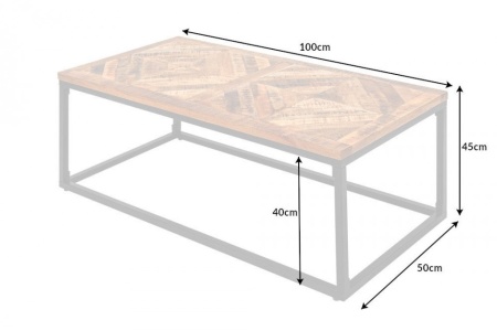 Elegante salontafel INFINITY HOME 100 cm natuurlijk mangohout met visgraatpatroon - Img 2