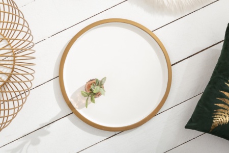 Elegante salontafel STORAGE 51 cm goud witte opbergmand met dienblad - Img 4