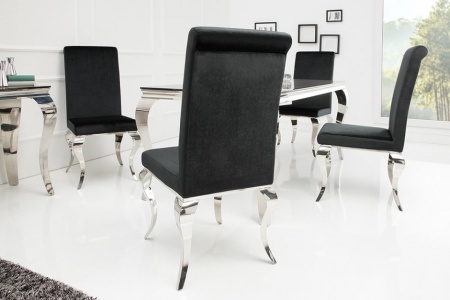 Elegante stoel MODERN BAROK zwart fluwelen stoelpoten van roestvrij staal - Img 5