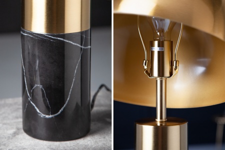 Elegante tafellamp QUE 52cm goud zwart met marmeren voet - Img 4