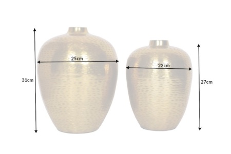 Elegante vazen set van 2 ORIENTAL 31 cm goud in Rice Hammerschlag Design - Img 2