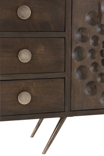 Etnisch Dressoir 2deuren+6laden Mango Hout Bruin 150cm - Img 4